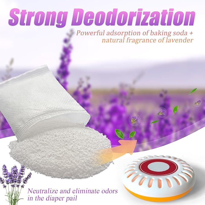 10PCS Lavender Scented Baking Soda Refills for Puck Baking Soda Cartridge, Diaper Pail Deodorizers Odor Absorber Compatible with Munchkin Step and Pail Diaper Pails
