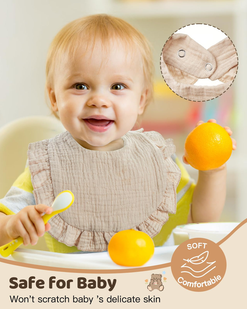 Lictin Muslin Bibs for Baby Girl - 8 Pack Baby Muslin Bibs