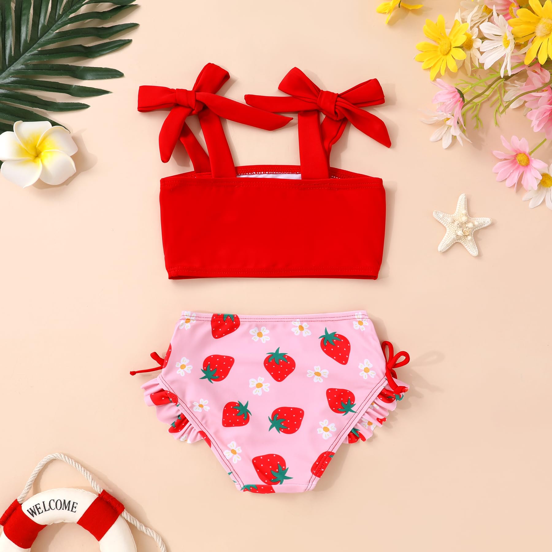 MAMAMI Toddler Swimsuit Girl Color Block Stripe Two Pieces Swimwear Baby Girl Summer Beach Bathing Suits