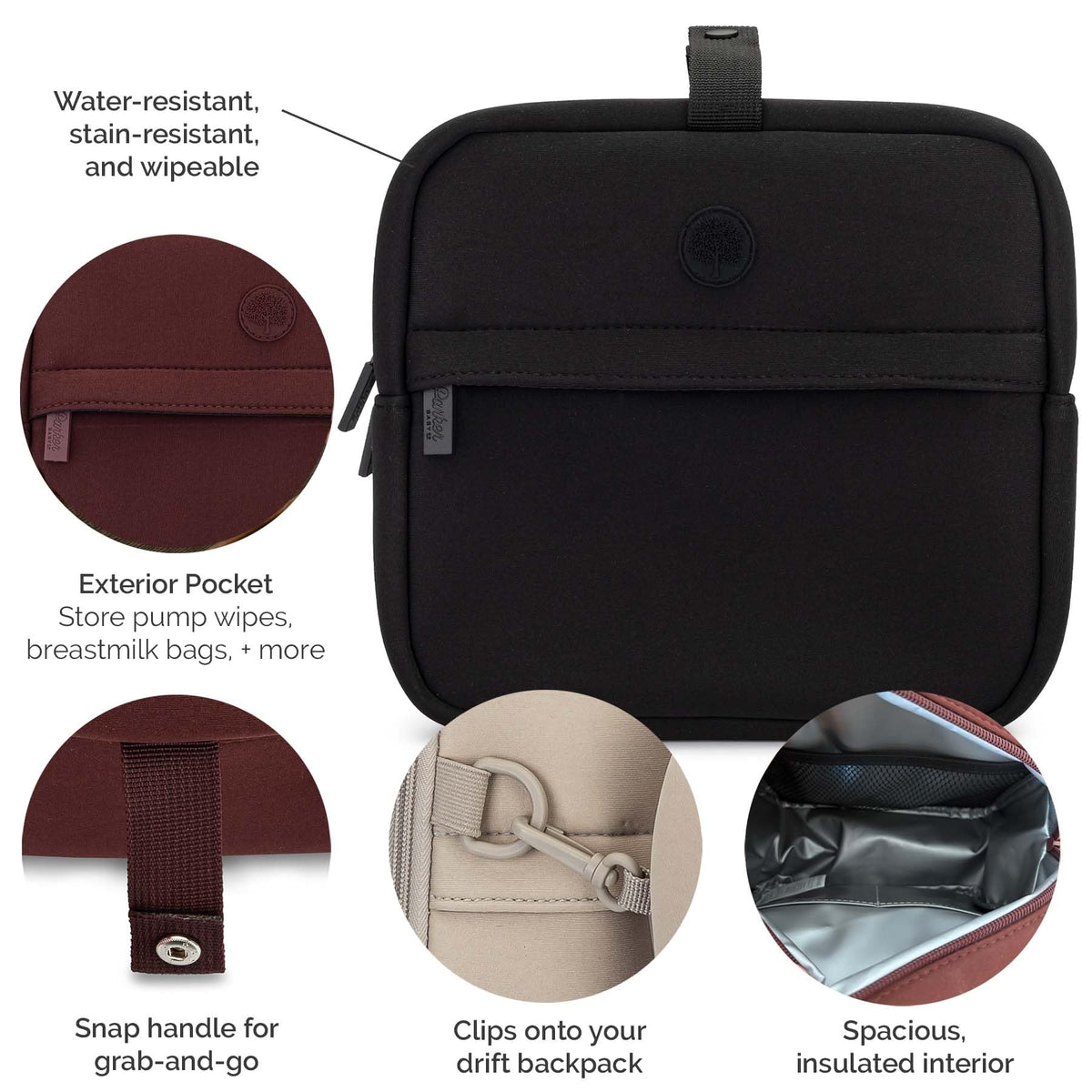 Parker Baby Co. Drift Neoprene Bottle Cooler, Insulated Travel Bag - Raisin