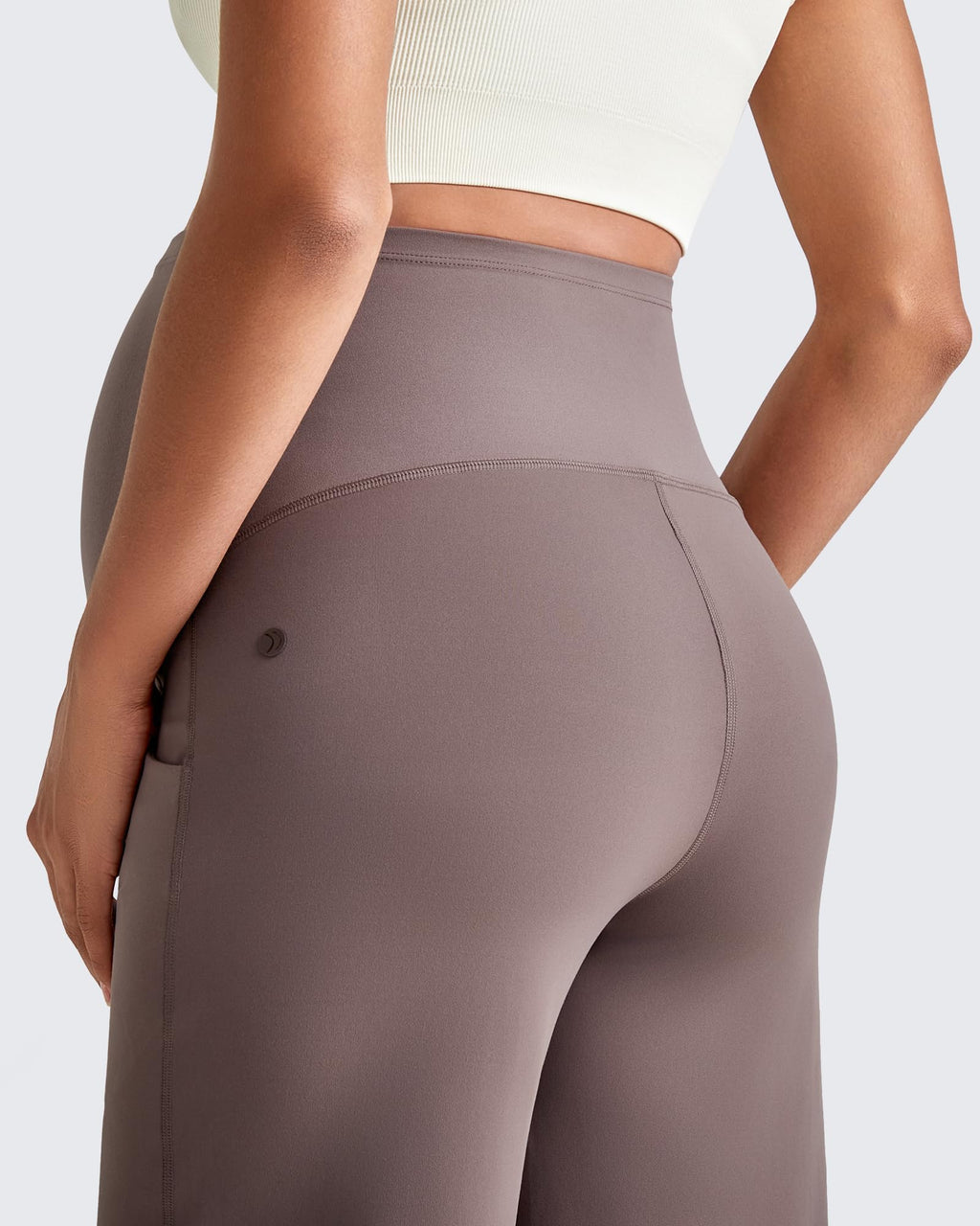 G4Free Maternity Pants with Pockets Pregnancy Clothes,Taupe,XXL,Tall