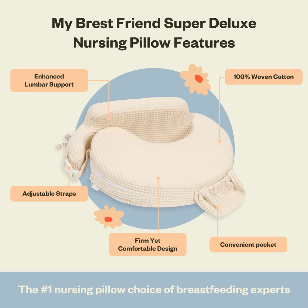 My Brest Friend Super Deluxe Nursing Pillow - 100% Woven Cotton Waffle Knit