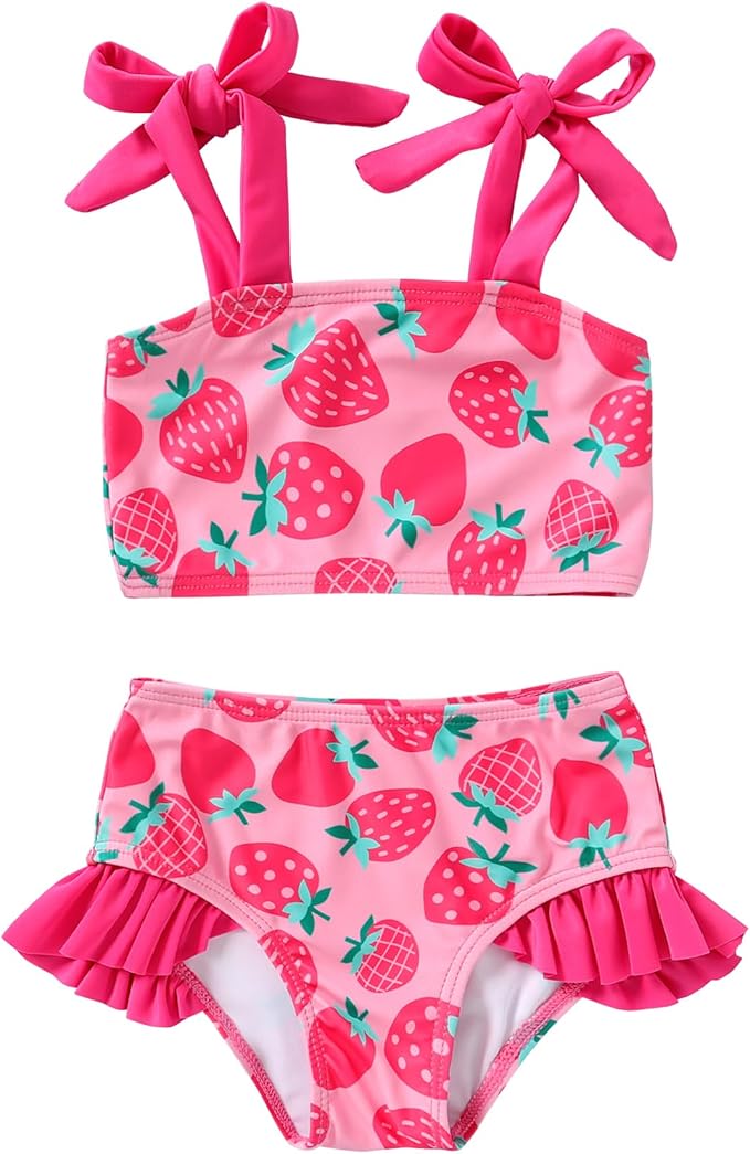 YOUNGER TREE Toddler Girls Two Pieces Swimsuit Color Block Stripe Swimwear Summer Beach Bathing Suit 18M-5T