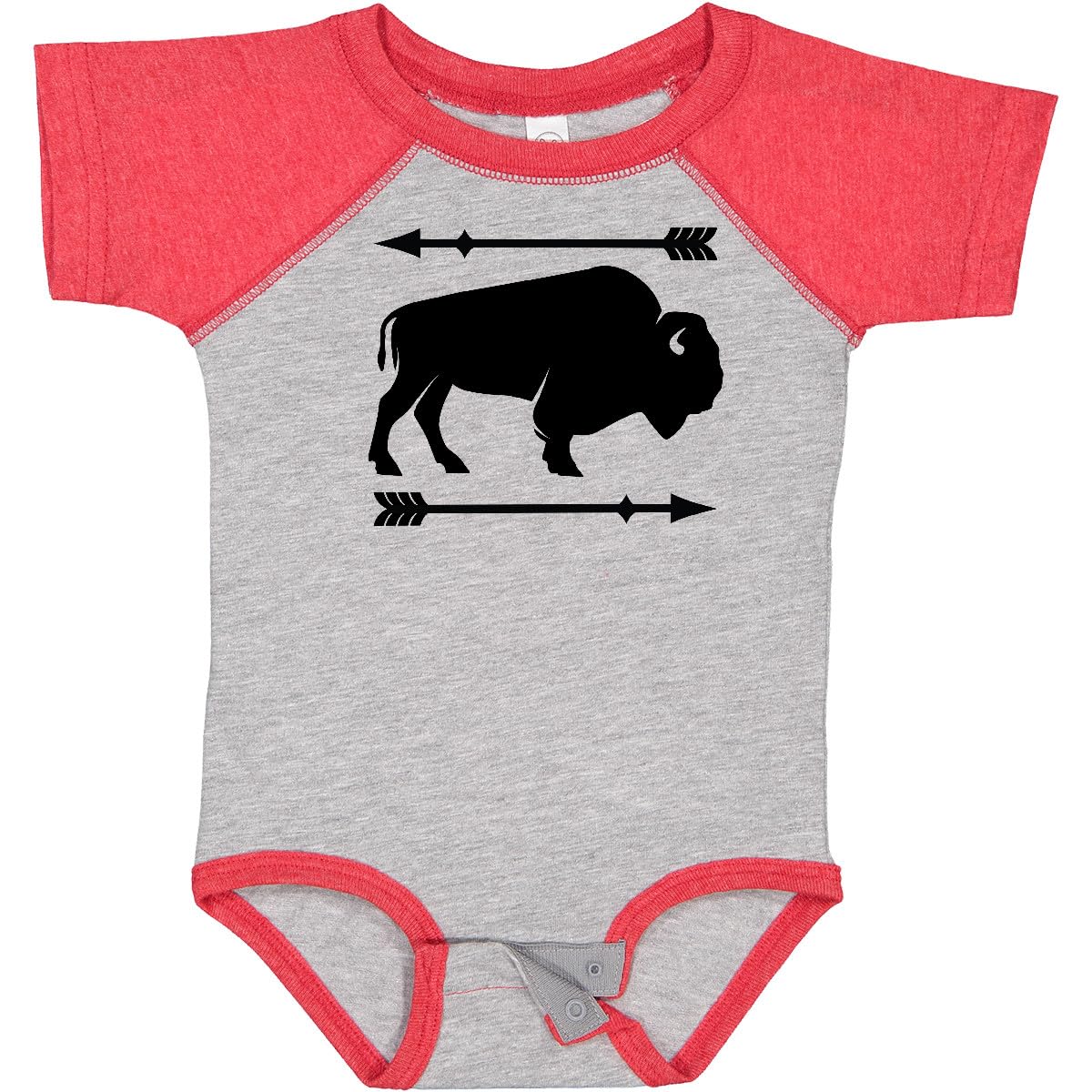 inktastic Buffalo Cute Animal Western Baby Bodysuit 18 Months Baseball Heather and Red 2ae82