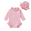 YOUNGER TREE Infant Baby Girls Swimsuit Long Sleeve Swimsuits One Piece Swimsuit Solid Color Bathing Suit with Hat
