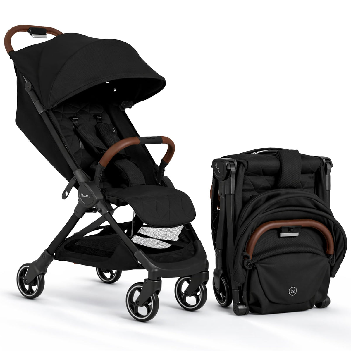 Silver Cross Clic Compact Travel Stroller – (Space) – Lightweight Baby Stroller for Airplane Travel – One-Hand Fold, Lie-Flat Infant & Toddler Seat – Birth to 55 lb
