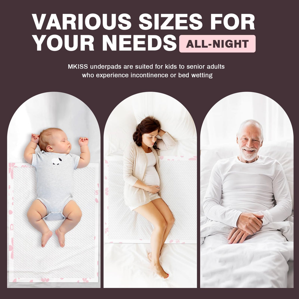 MKISS 20 Count Extra Large Disposable Bed Pads 36" x 44" Incontinence Pads