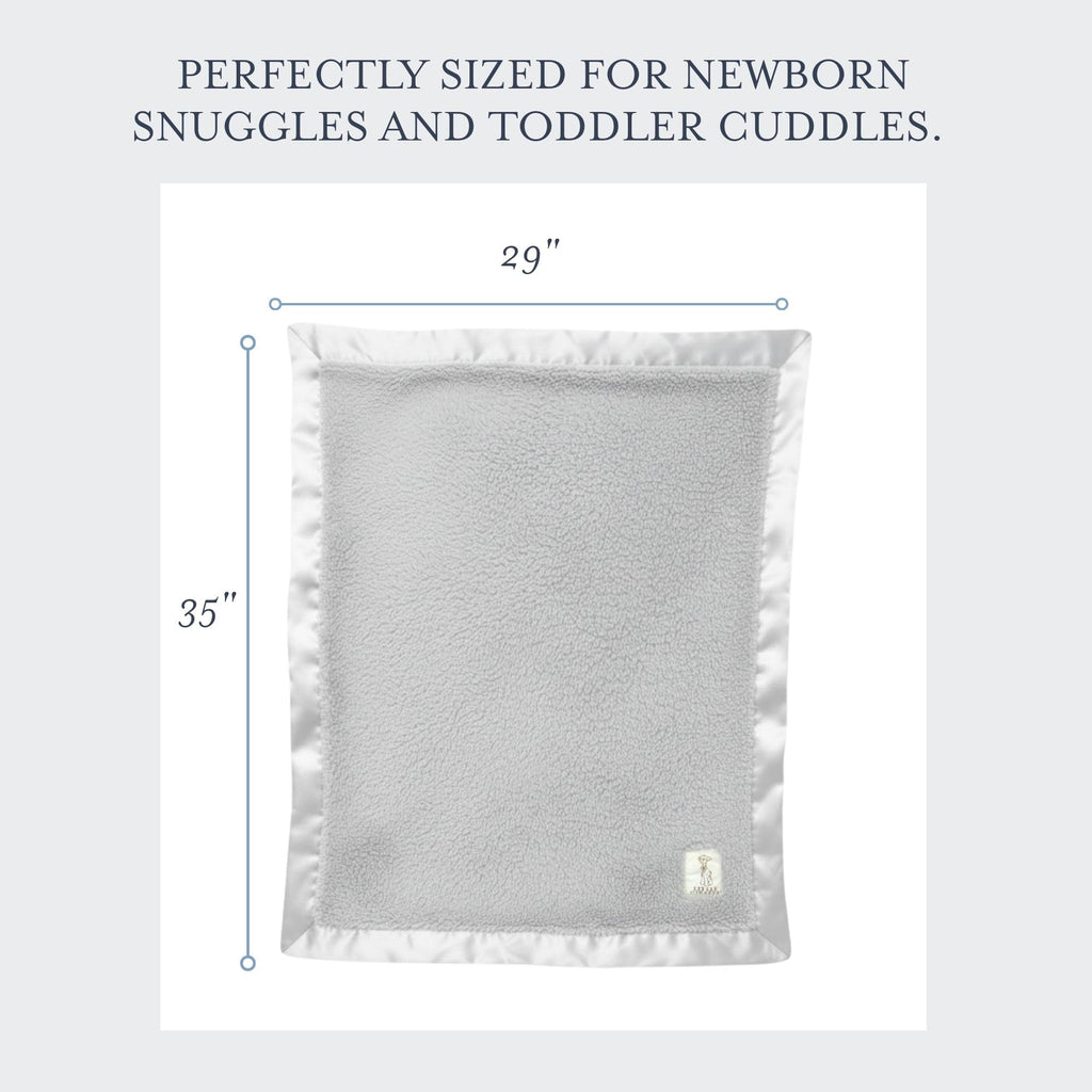 Little Giraffe Chenille Baby Blanket – 29x35” Soft Chenille with Satin Trim, Silver | Ultra-Soft, Gentle & Safe, Lightweight & Breathable for Newborns & Toddlers