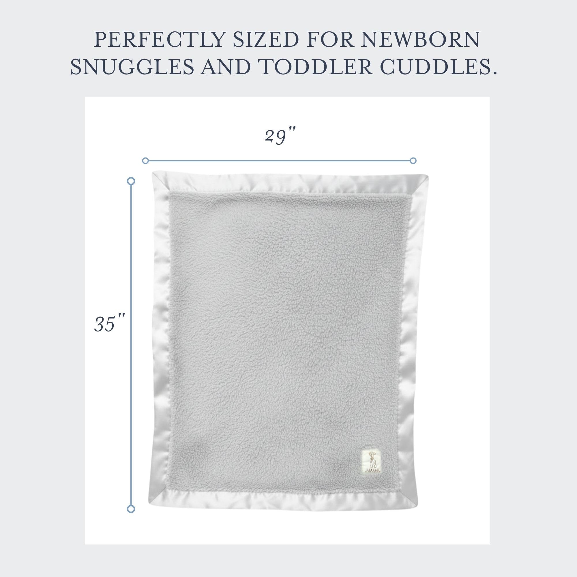 Little Giraffe Chenille Baby Blanket – 29x35” Soft Chenille with Satin Trim, Silver | Ultra-Soft, Gentle & Safe, Lightweight & Breathable for Newborns & Toddlers
