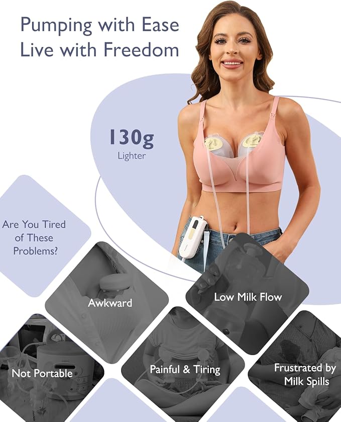 Breast Pump Hands Free K3 Updated, Wearable Breastfeeding Pump with Soft Double-Seal Flange, 1800mAh Long Battery Life & LED Display, 3 Modes & 9 Levels Electric Breast Pumps Portable,15-24mm