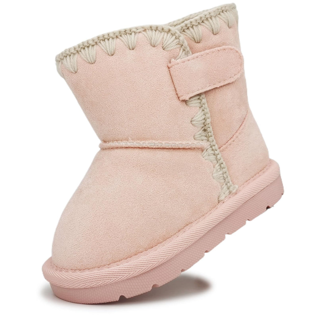iSusuJo Baby Boots Winter Snow Booties Infant Boys Girls Outdoor Warm Shoes for Cold Weather 6 9 12 15 18 24 Months Pink Size 6-12 Months Infant