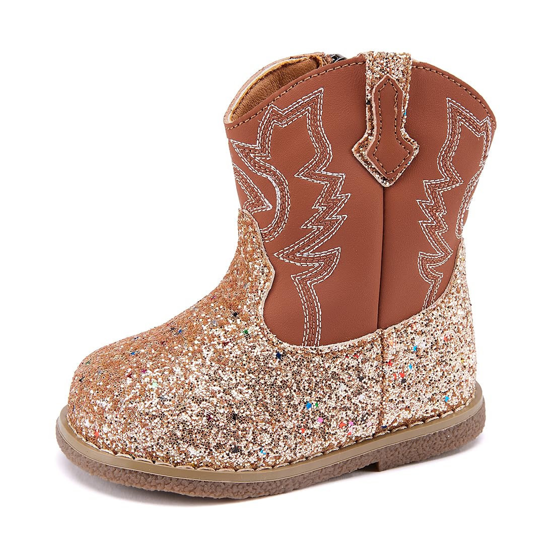 BMCiTYBM Baby Cowboy Boots Infant Cowgirl Western Shoes Brown 12-18 Months