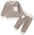 Toddler Baby Boy Fall Clothes Waffle Outfit Long Sleeve Color Blocking Sweatshirt Pullover Jogger Pant Set