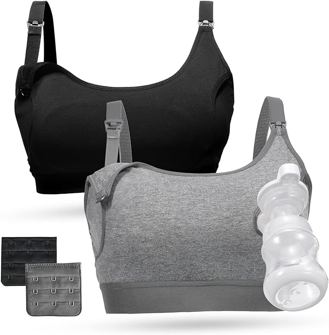 Momcozy Pumping Bra, Pumping Bra Hands Free All Day Wear Pumping & Nursing Bra in One Holding Breast Pump for Spectra, Medela