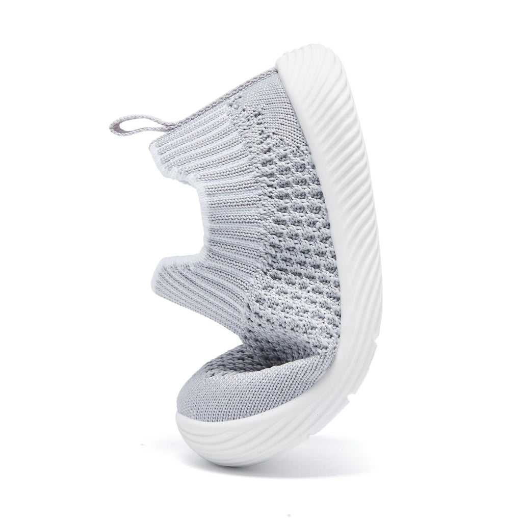 MORENDL Toddler Shoes Baby Walking Sock Shoes Non-Slip Breathable Boys & Girls Sneakers Infant Tennis Shoes Grey Size 12