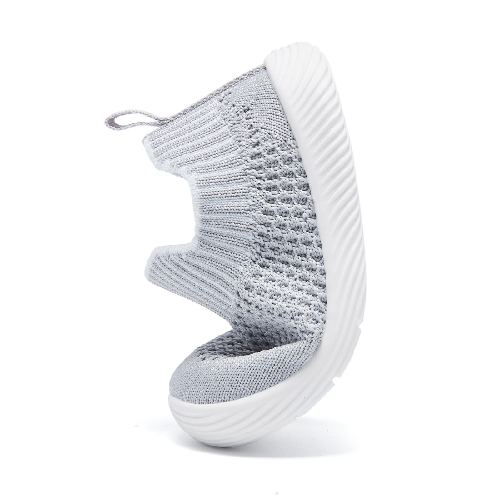 MORENDL Toddler Shoes Baby Walking Sock Shoes Non-Slip Breathable Boys & Girls Sneakers Infant Tennis Shoes Grey Size 12