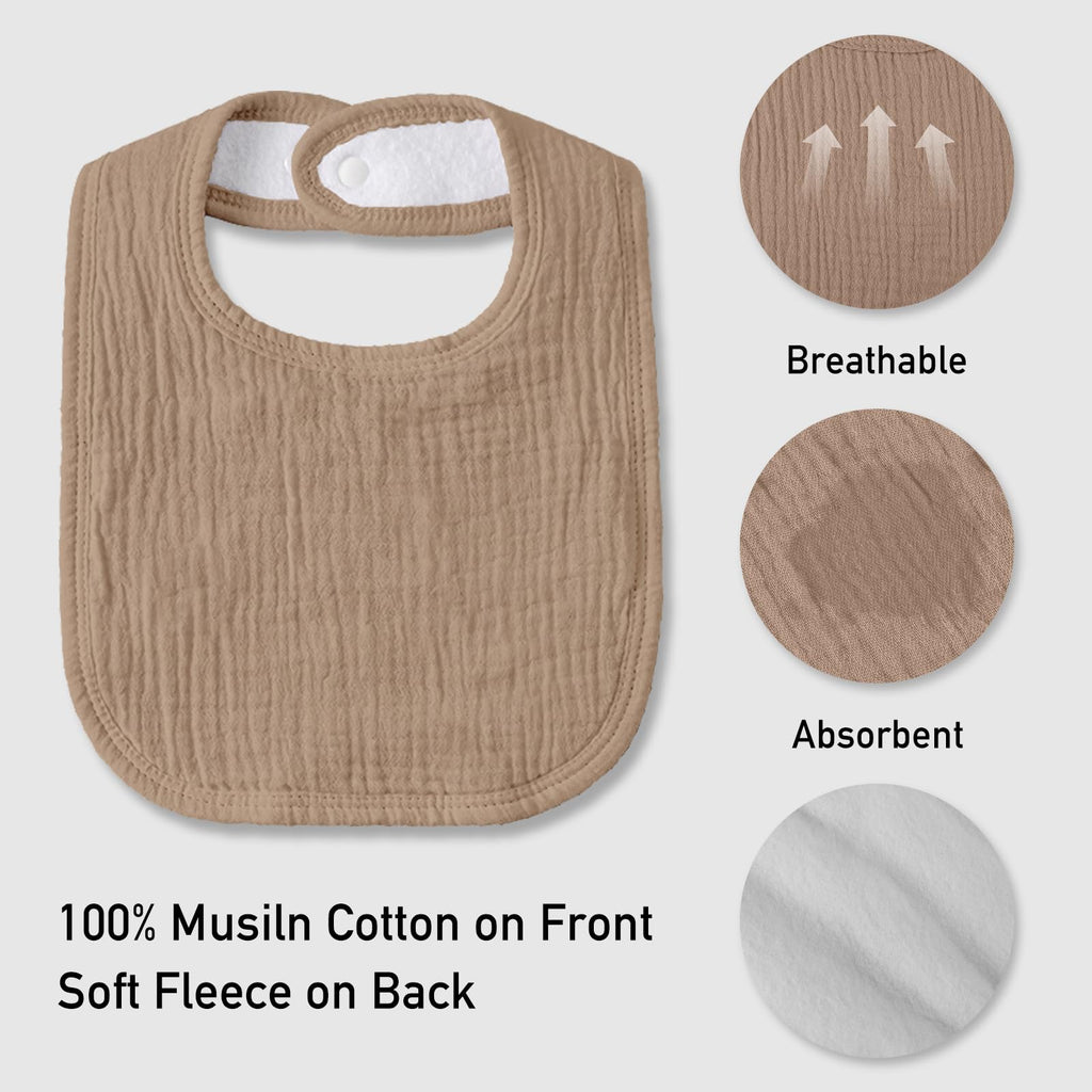 Muslin Baby Drool Bibs 10 Pack, Soft Cotton Infant Bib for Teething Newborn