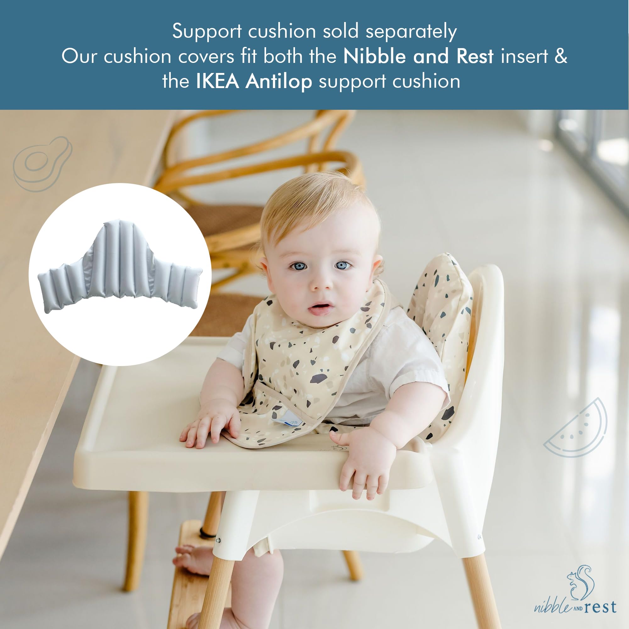 Nibble and Rest Highchair Insert Cover, Compatible for IKEA Antilop Highchair, High Chair Accessories Stain-Proof and Wipeable Insert Cover (Cushion NOT Included)(Bohostripe)