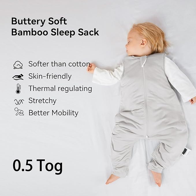 BubblePanda Rayon Made from Bamboo Toddler Sleep Sack with Feet 0.5 Tog Ultra Soft Toddler Sleeping Sack 3t-4t Baby Sleep Bag Walker Wearable Blanket with Legs 2-Way Zipper Lightweight