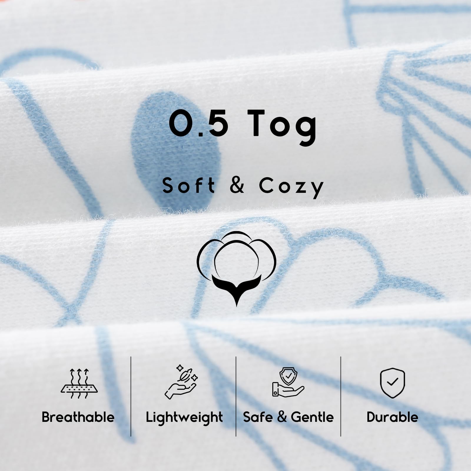 Yoofoss Baby Sleep Sack 12-18 Months 0.5 Tog Wearable Blanket for Baby, 3 Pack 100% Organic Cotton Infant Toddler Sleeping Sack 2-Way Zipper Lightweight Sleep Sack