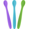 WeeSprout Silicone Baby Spoons - First Stage Infant Feeding Utensils With Soft-Tip, Bendable Kitchenware for Parent & Self-Feeding, Ultra-Durable, Dishwasher Safe, Travel Case, Set of 3
