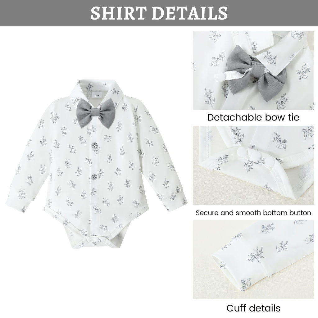 SANMIO Baby Boy Suit Set Infant Gentleman Formal Outfits 0-24M Light Gray