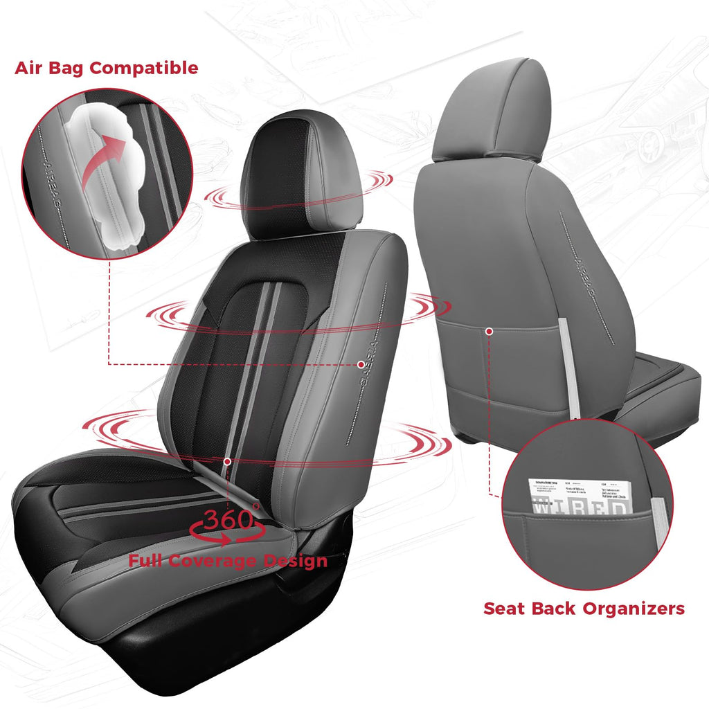 FREESOO Leather Seat Covers Full Set for Cars Trucks SUV, Front Seats 2PCS