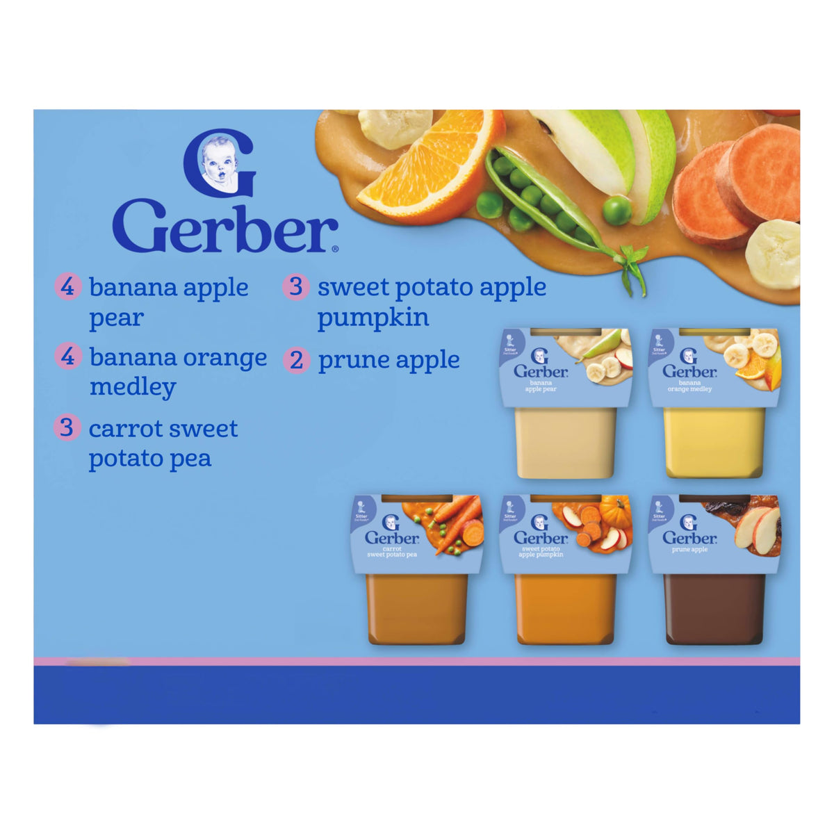 Gerber Stage 2 Super Blend Baby Food Variety Pack, 4 Oz, 32 Pack
