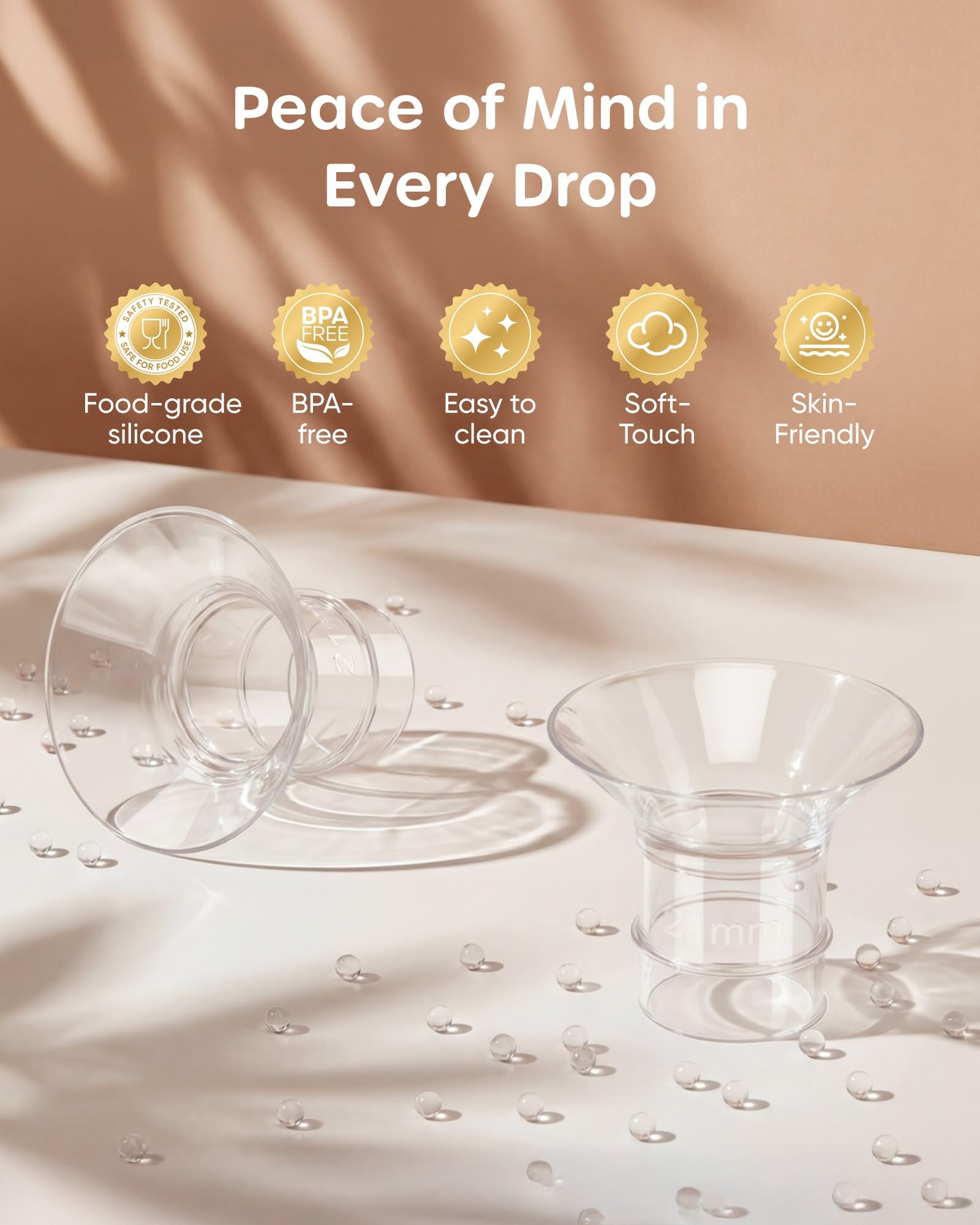 Nuliie Silicone Flange Inserts 16/18/20mm 12PCS for 24mm Breast Pump