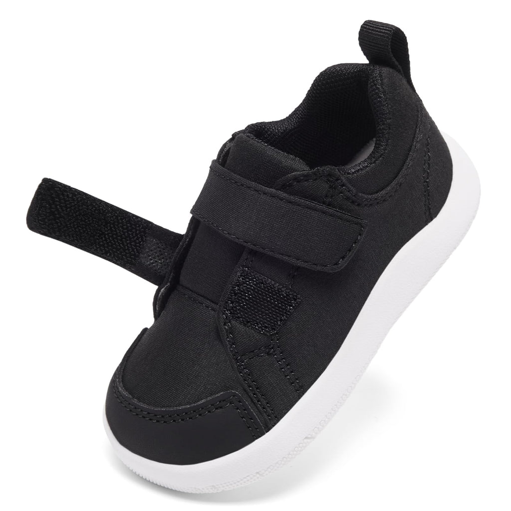MORENDL Toddler Shoes Baby Wide Toe Box Barefoot Shoes Boy Girl Walking Shoes Non-Slip Minimalist Sneakers Comfort Zero Drop Tennis Outdoor Activities Black 9-12 Months