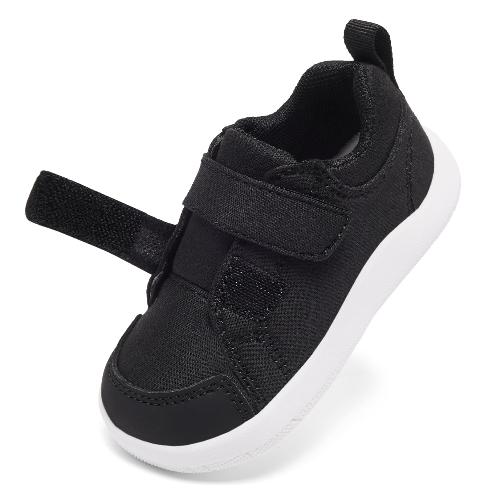 MORENDL Toddler Shoes Baby Wide Toe Box Barefoot Shoes Boy Girl Walking Shoes Non-Slip Minimalist Sneakers Comfort Zero Drop Tennis Outdoor Activities Black 9-12 Months
