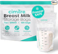 Breast Milk Storage Bags by Cimilre, Leak-Proof Breastmilk Storage Bags, Freeze Flat or Standing, 7 oz. Bags (120 Pack)