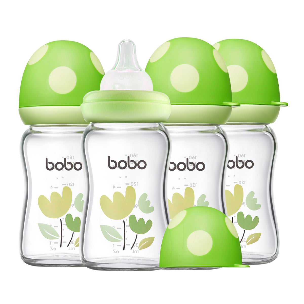 YOHKOH Natural Glass Baby Bottles, 8.8oz Red-A 4‑Pack