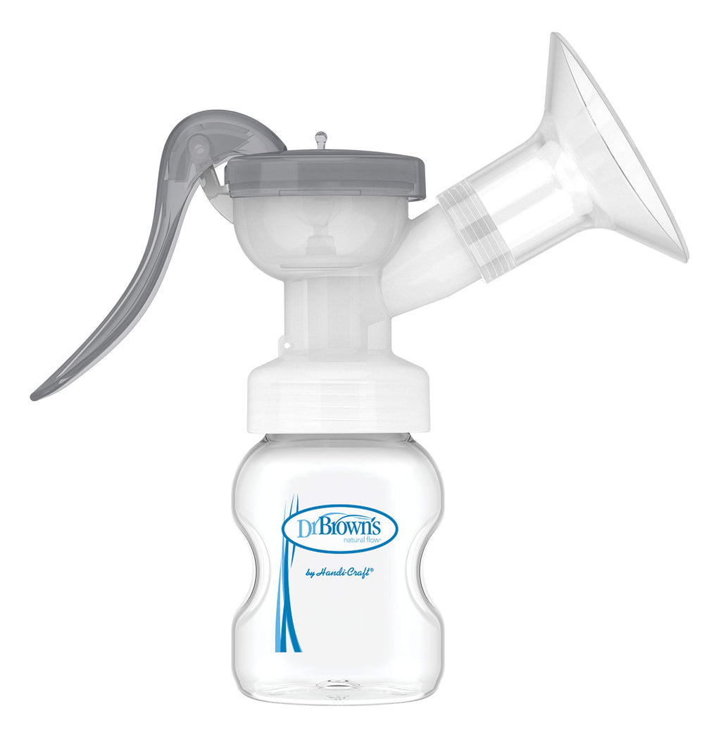 Dr. Brown’s Manual Breast Pump with SoftShape 100% Silicone Shield (B, 25mm flange) & Anti-Colic Options+ Wide-Neck Baby Bottle 5 oz/150 mL, with Level 1 Slow Flow Nipple