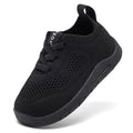 MORENDL Toddler Sneakers Baby Non-Slip Lightweight Breathable Barefoot Shoes Infant Tennis Walking Shoes Black Mesh Size 7