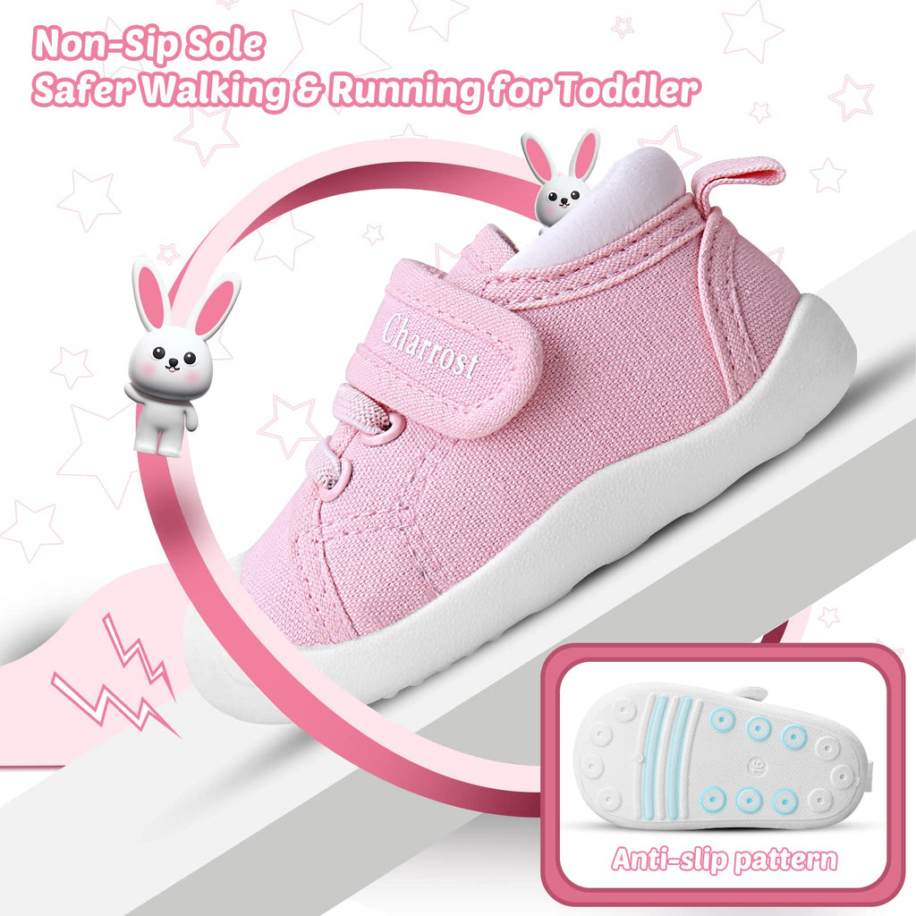 Charrost Baby Walking Shoes Toddler Girl Boy Soft Breathable Canvas Shoes
