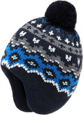 Duoyeree Kids Beanie Hat for Boys Girls Pom-pom Kint Hats Cozy Lining Winter Skull Cap