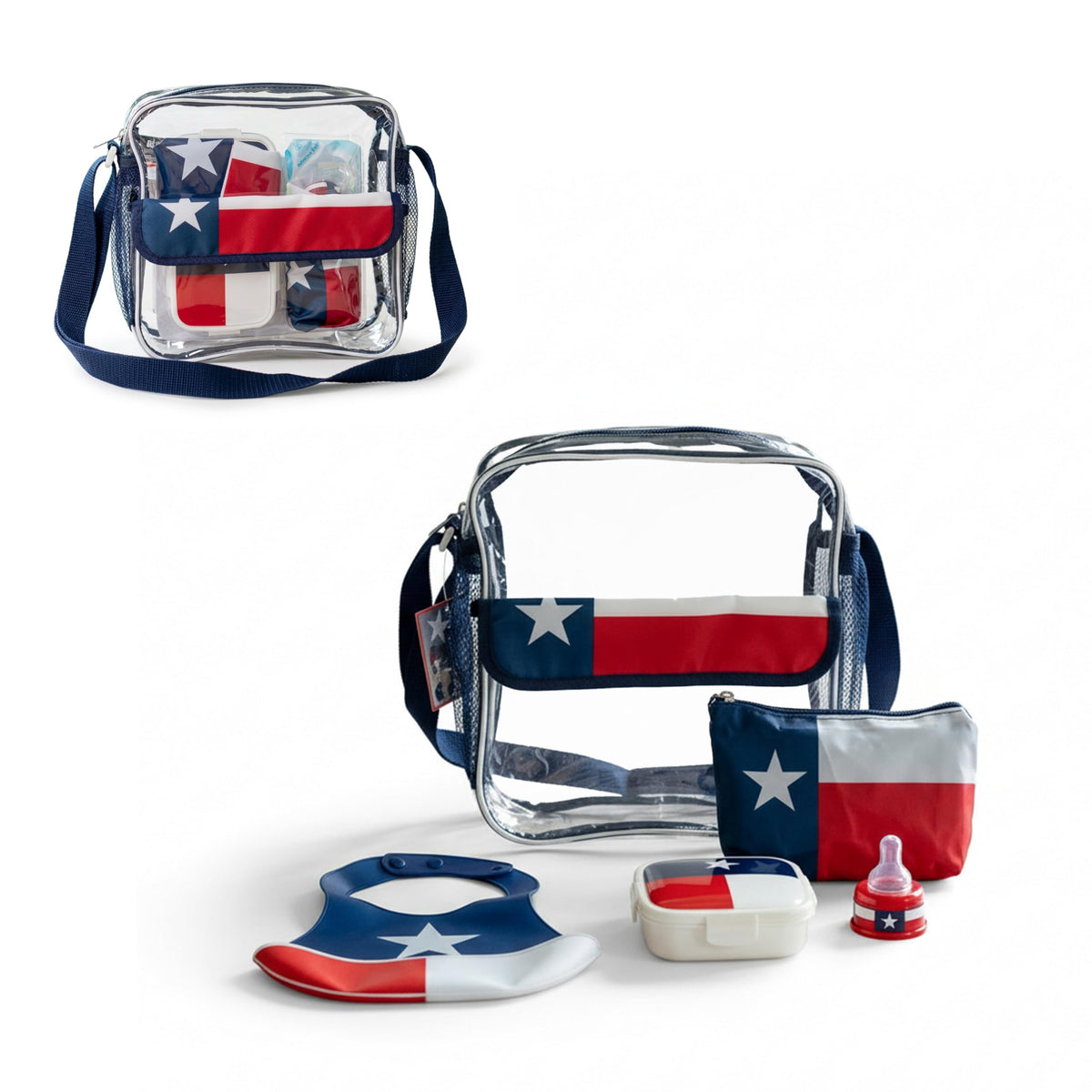 Refresh-A-Baby Feeding Essentials Kit for Feeding on the go, Feeding Travel Set with Universal Bottle Top Adaptor, Resealable Container, Silicone Bib, Clear Travel Bag & More (Llama Love)