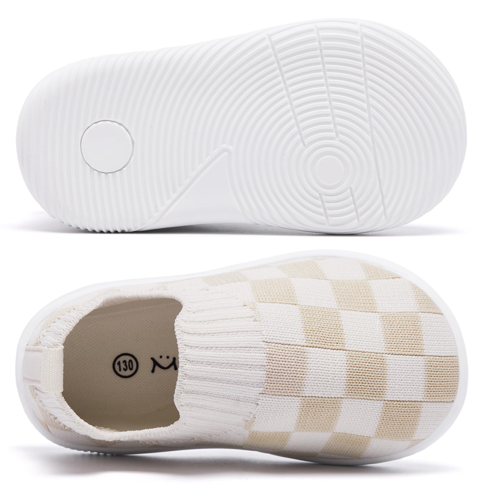 MORENDL Toddler Shoes Baby Walking Sock Shoes Non-Slip Breathable Boys & Girls Sneakers Infant Tennis Shoe Beige Size 8