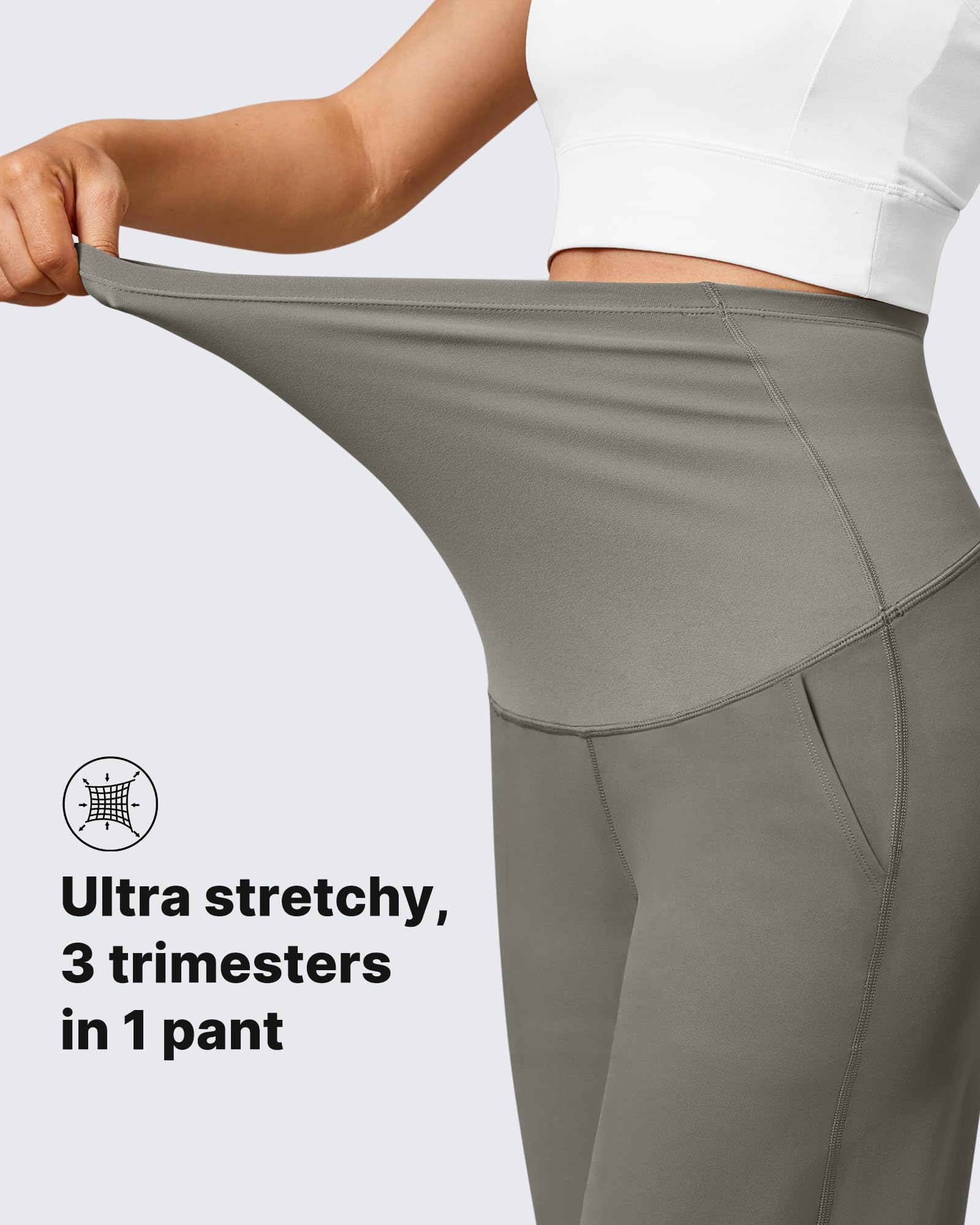 G4Free Maternity Lounge Pants with Pockets,Mocha Brown,S,Extra Tall