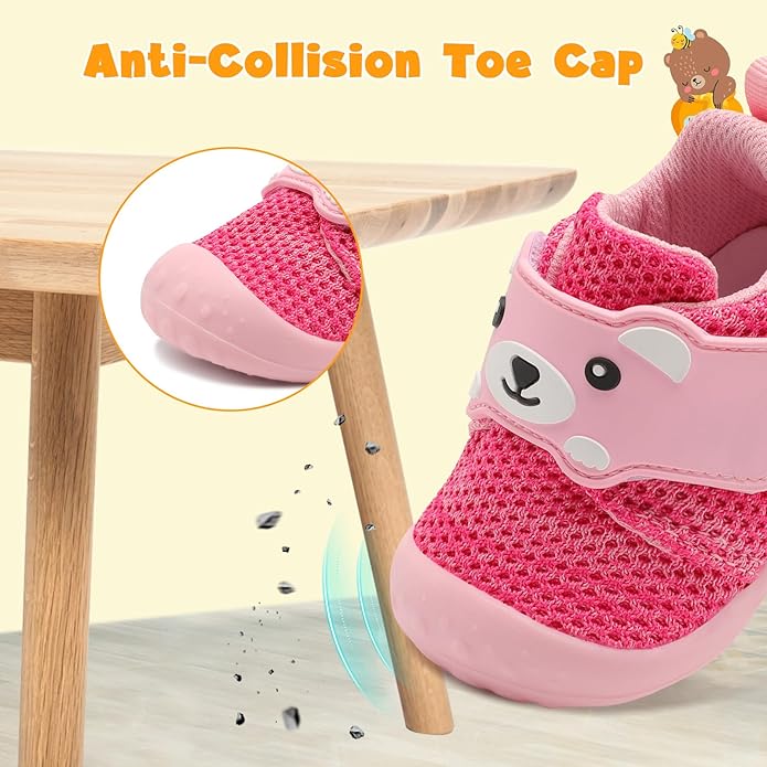 FEETCITY Baby Walking Shoes Wide Baby Shoes Boys Girls Infant Sneakers Crib Shoes Breathable Toddler Barefoot Shoes Slip On Shoes