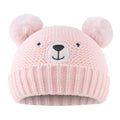 JANGANNSA Cute Bear Baby Beanie Pompom Baby Boy Hat Winter Knit Beanie Girl