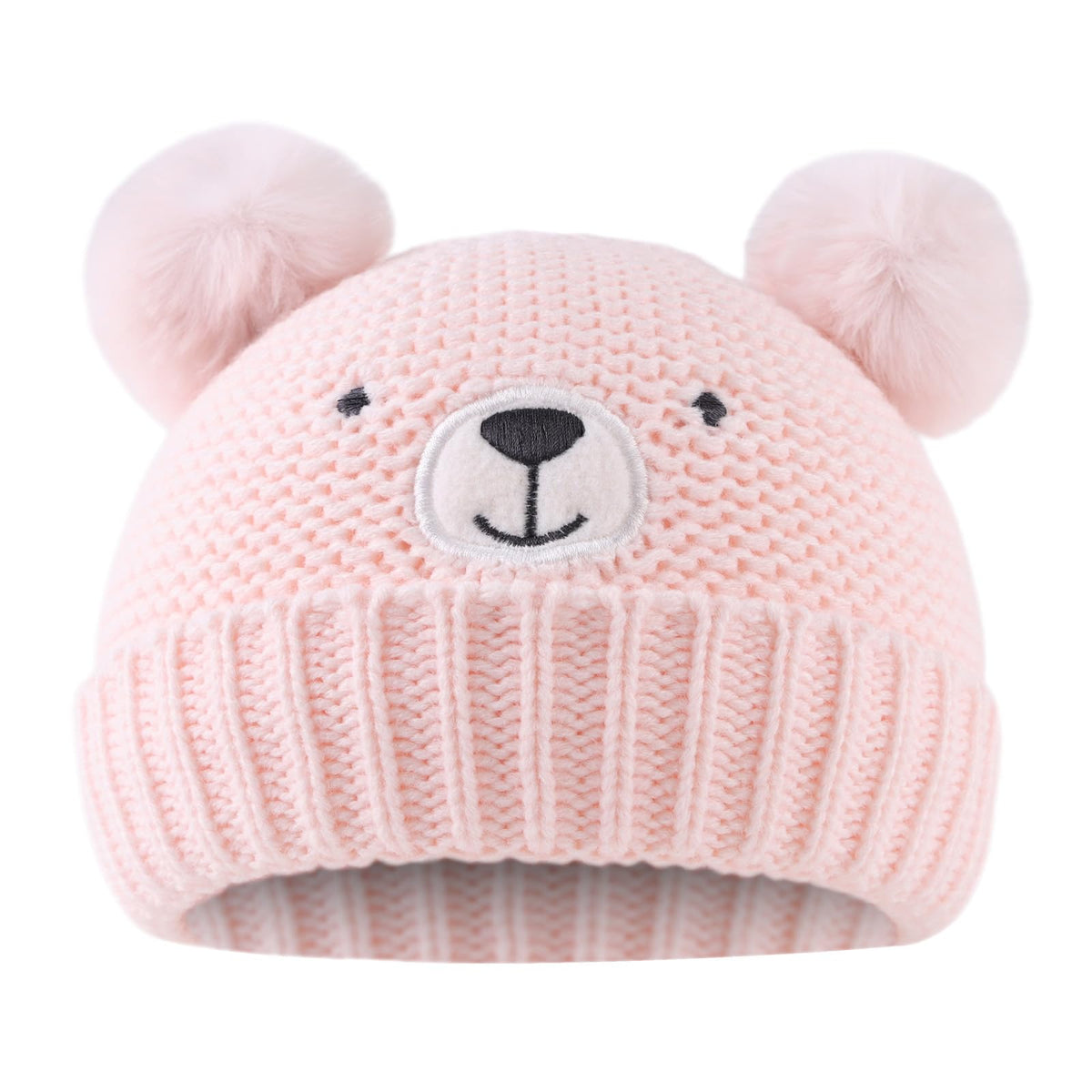 JANGANNSA Cute Bear Baby Beanie Pompom Baby Boy Hat Winter Knit Beanie Girl