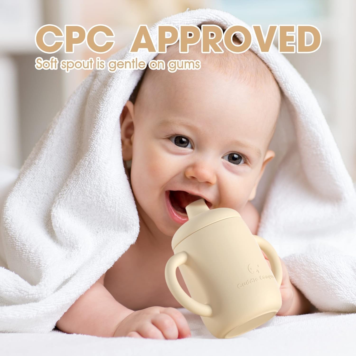 Cuddle Campus Sippy Cups 7OZ, [4 in 1] Baby Cups, Shatterproof Silicone Straw Cup,Open Cup for 6M, 6M+,6-12 Months,1/1+ Year Old Baby,Toddler