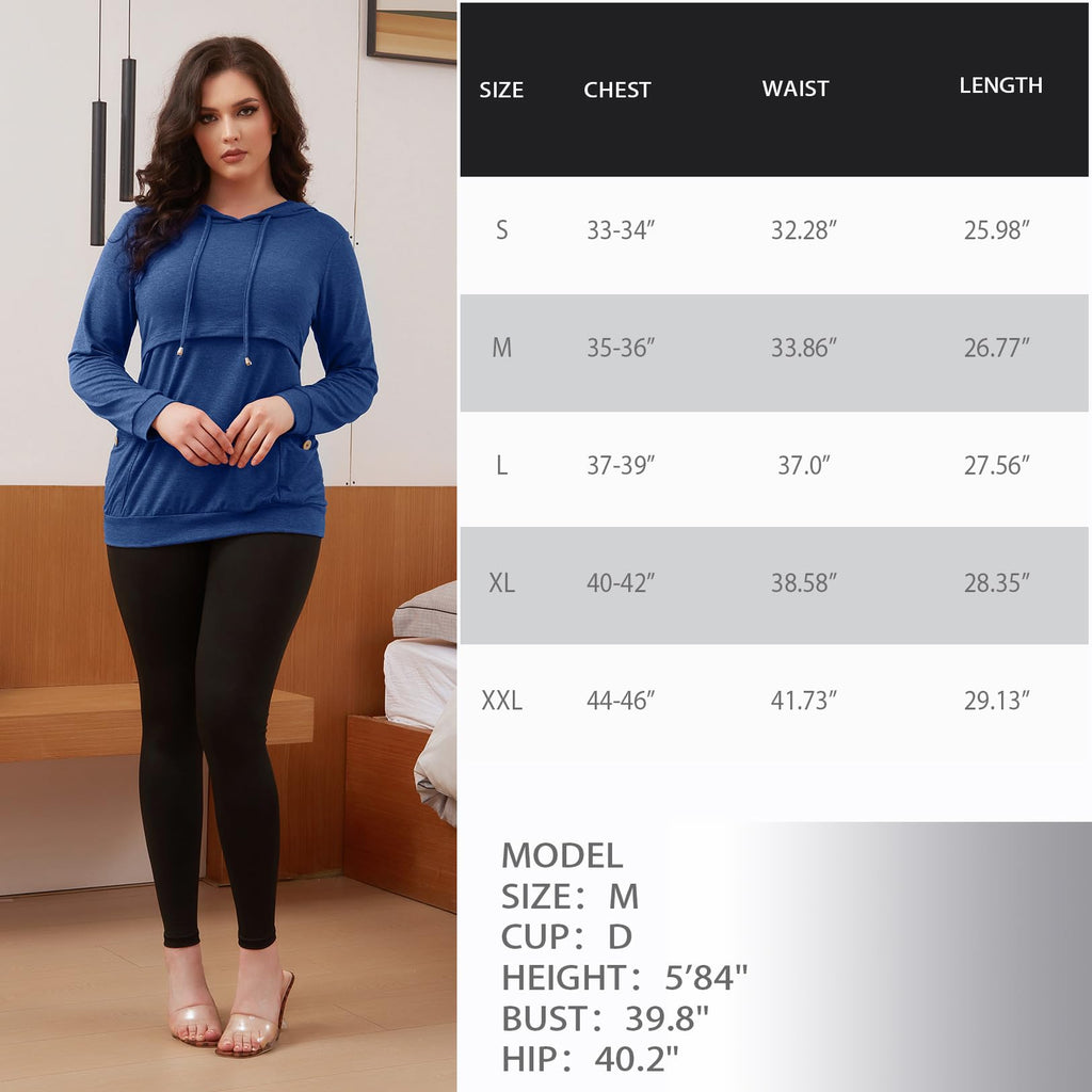 GINKANA Women's Maternity Nursing Shirts Top Long Sleeves Breastfeeding Maternity Tops Casual Clothes,Teal,X-Large