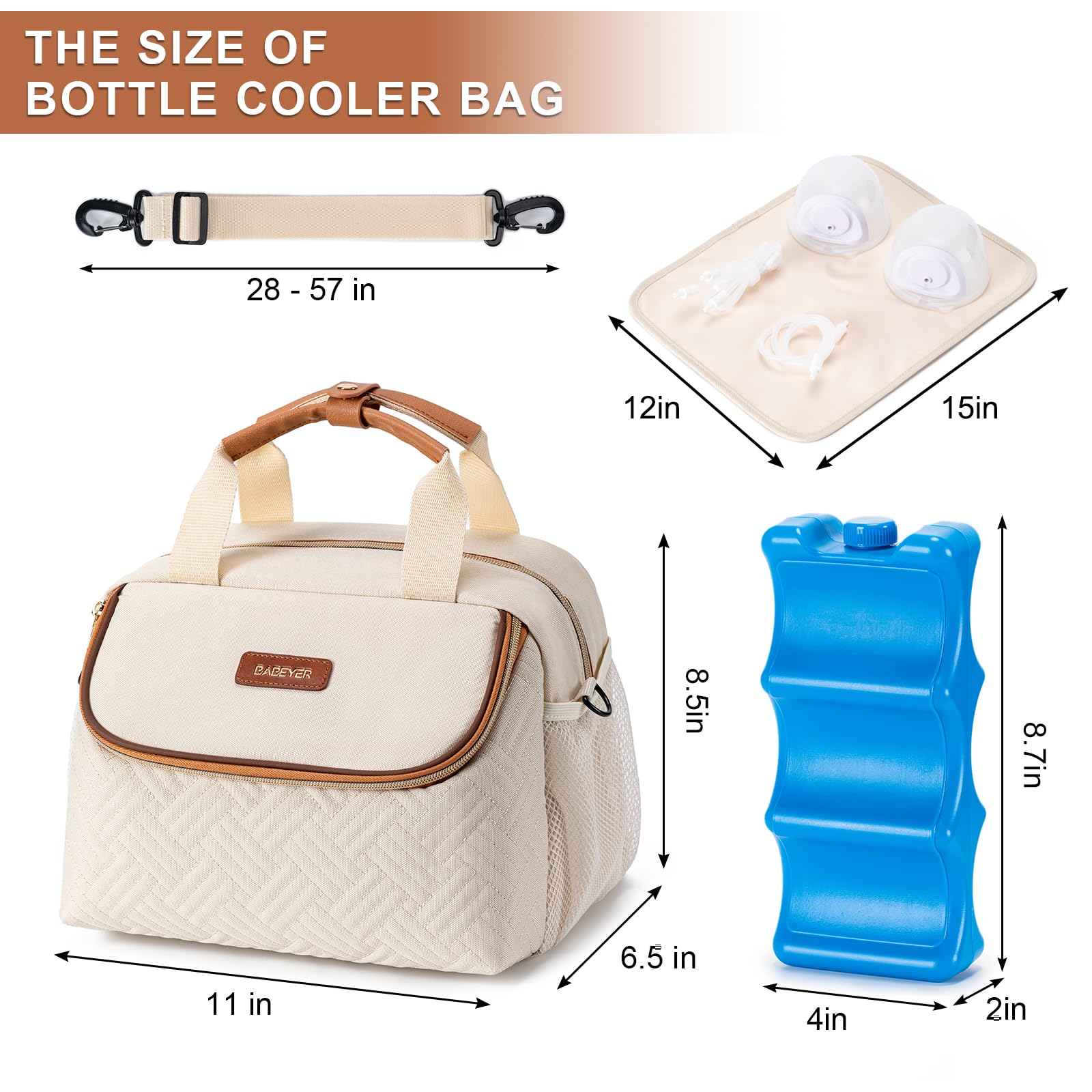 Breastmilk Cooler Breast Pump Bag with Ice Pack Fits 6 Bottles Up to 9 Oz