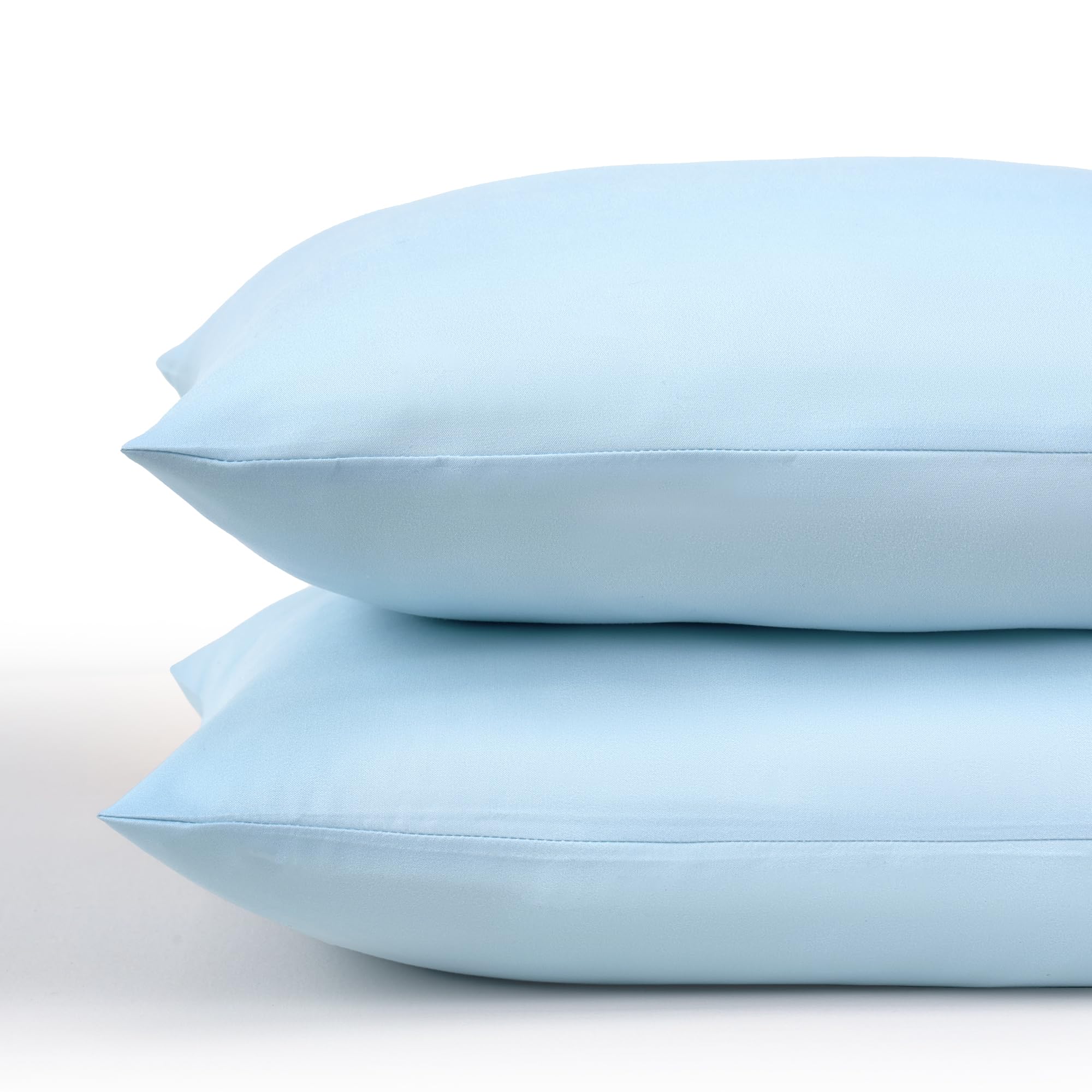 TILLYOU Toddler Pillowcase 2 Pack with Envelope Closure,13" x 18" Silky Soft Microfiber Travel Kids Pillowcase for Boys and Girls,Aqua Blue