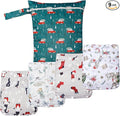 HappyFlute 9 Sets Newborn Baby Cloth Pocket Diapers Adjustable Reusable for Baby Boys and Girls(6-33 pounds,0-3 Years),One Wet Bag+4Diapers and 4Inserts