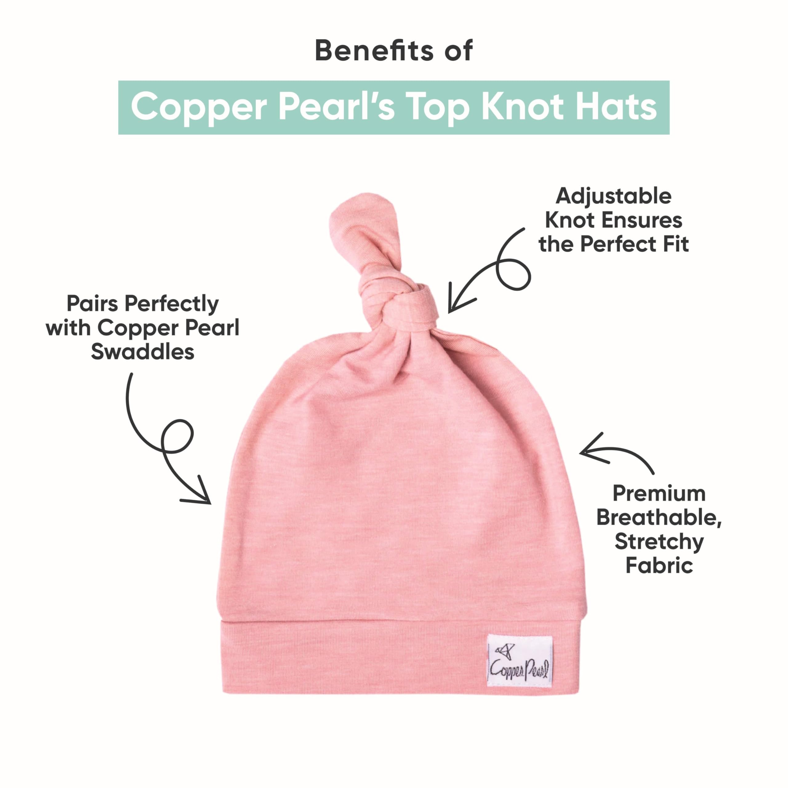 Copper Pearl Baby Beanie Hat Top Knot Stretchy Sof Midnight