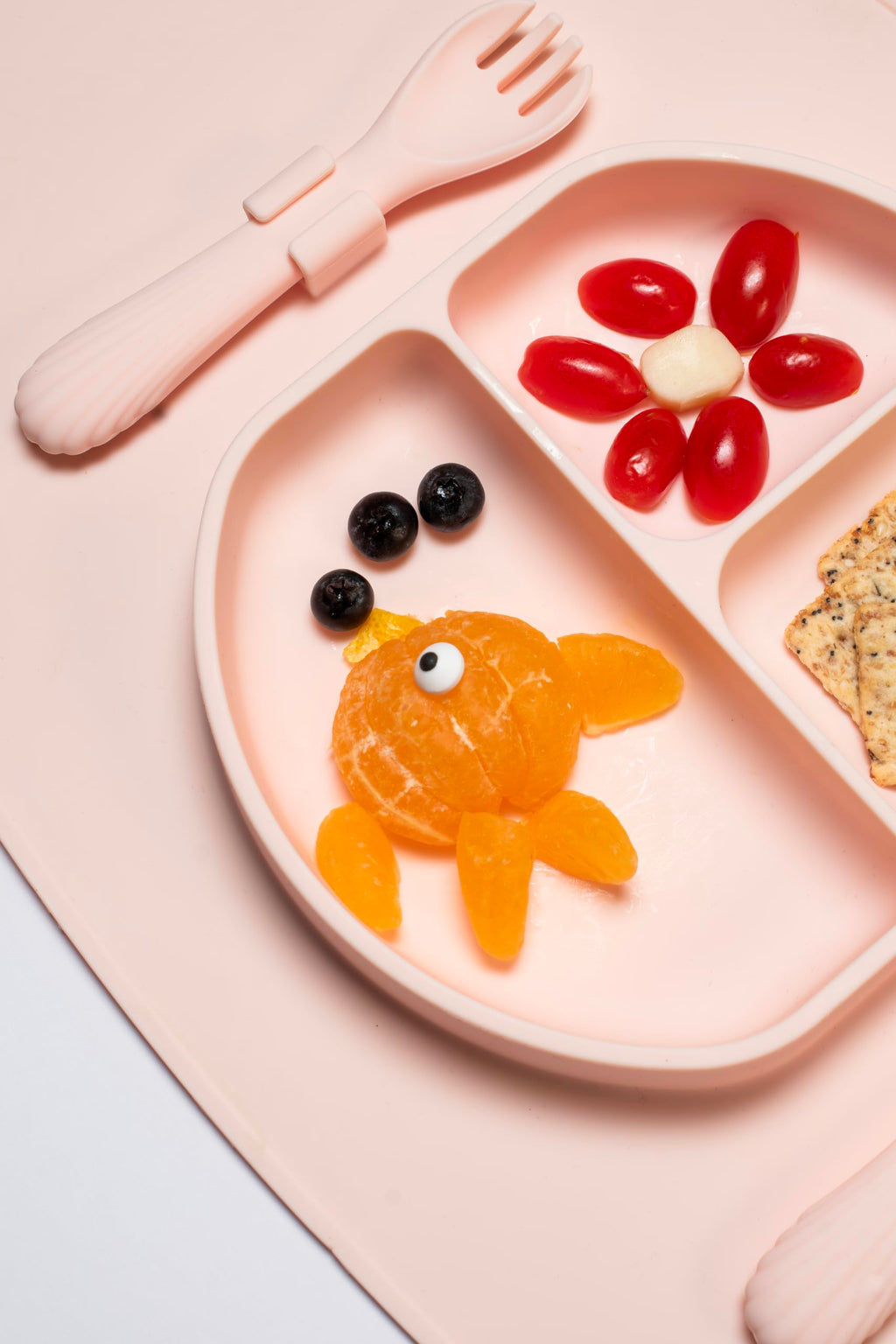 Modern Mini - Silicone Suction Plate for Baby and Toddler, Divided Plate with Fork & Spoon - Unbreakable, Non-Toxic, Food Grade Silicone, Strong Suction Grip, Spill Proof, & Foldable for Travel!